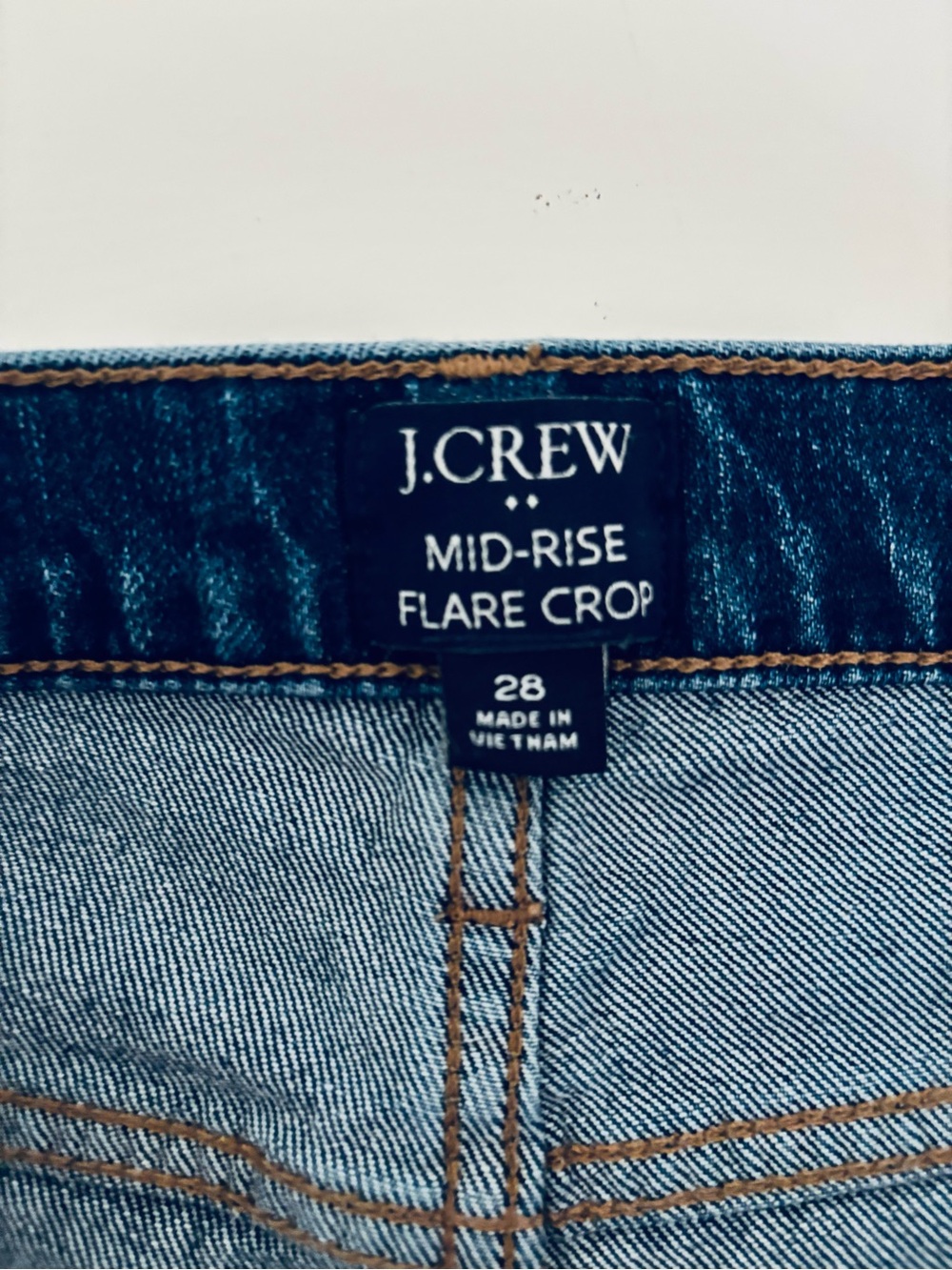 J. Crew Dark Blue Flare Cropped Mid-Rise Button-Fly Jeans - Picture 3 of 11